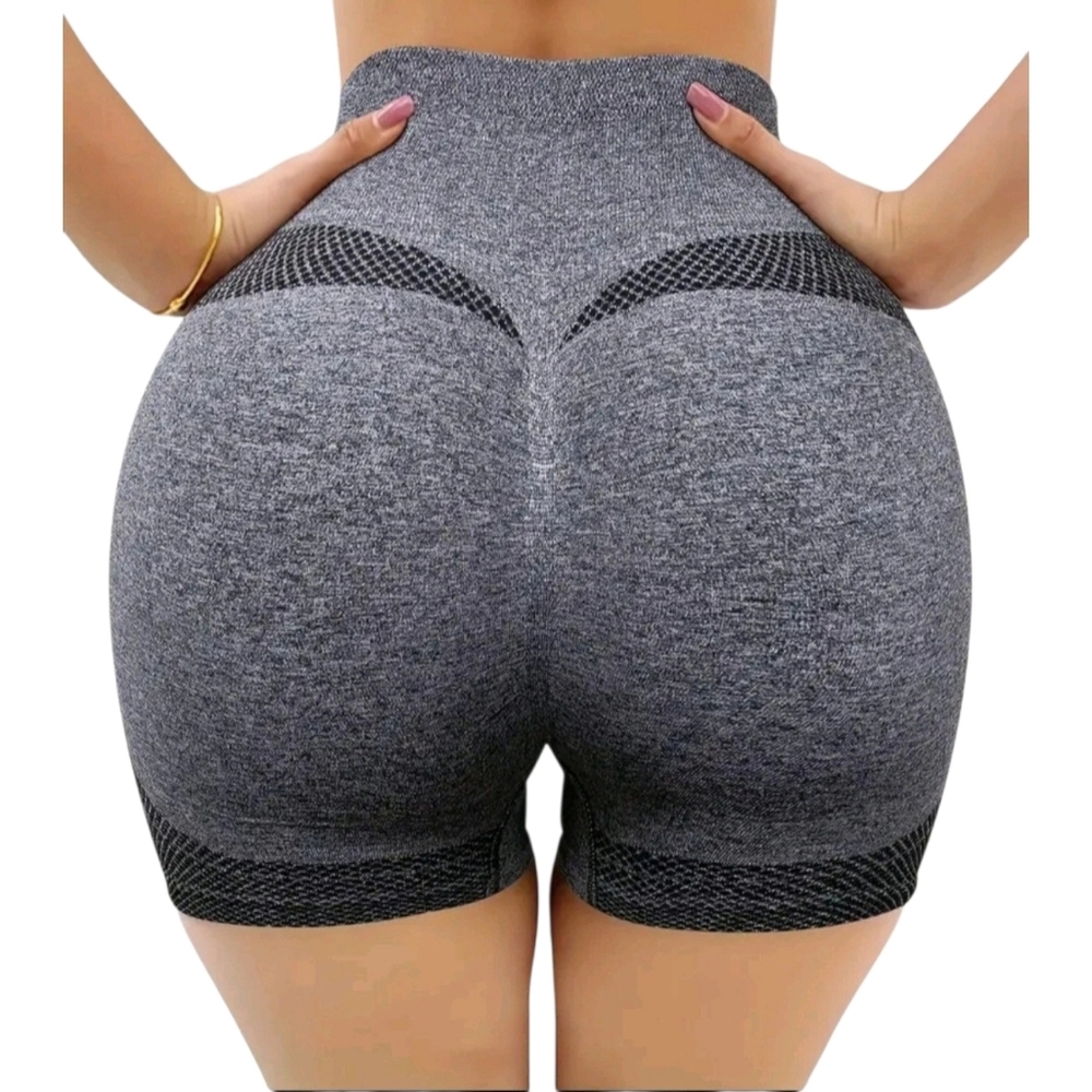 NWT Dark Gray Women's Sz. S Yoga Gym Butt Lifting Shorts With High Waist - Picture 2 of 6